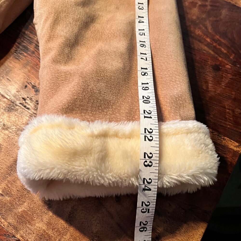 Braefair Leather Double-Breasted Faux Fur Coat L - Picture 9 of 14